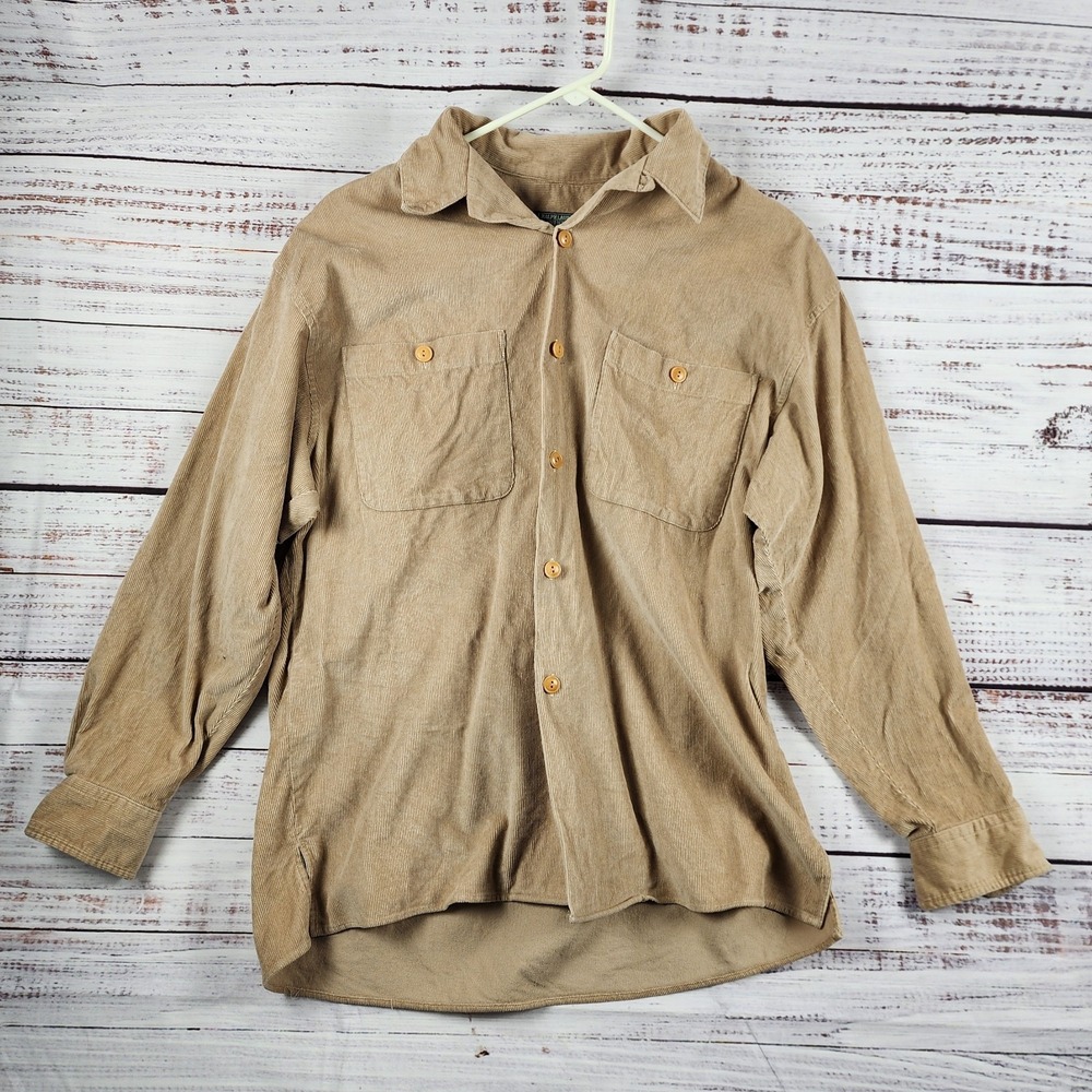 VTG Ralph Lauren Polo Country Brown Corduroy Collar Shirt Men small‎ 90's